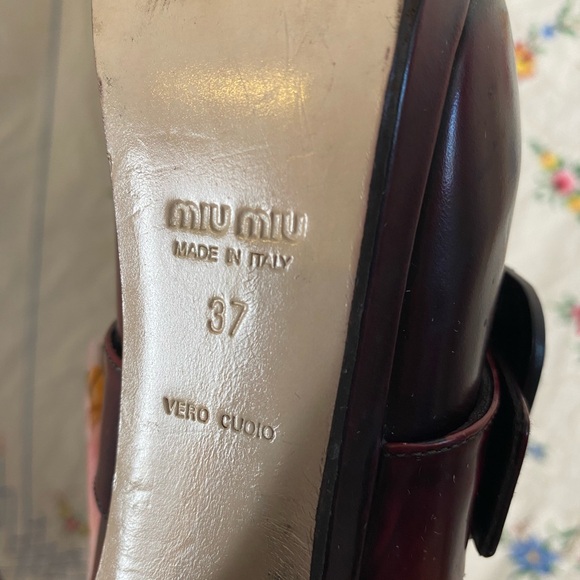 SOLD!! MIU MIU OXBLOOD RED LOAFER PLATFORM HEELS - Picture 6 of 6